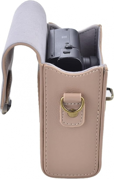 Husa retro de piele pentru camera Sony RX100, seria HX si Ricoh, bej [6]