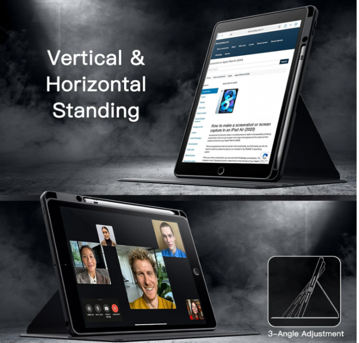 Husă rotativă JETech pentru iPad 9/8/7, 10,2 inchi (25.9 cm), model 2021/2020/2019, generația 9/8/7, negru [8]