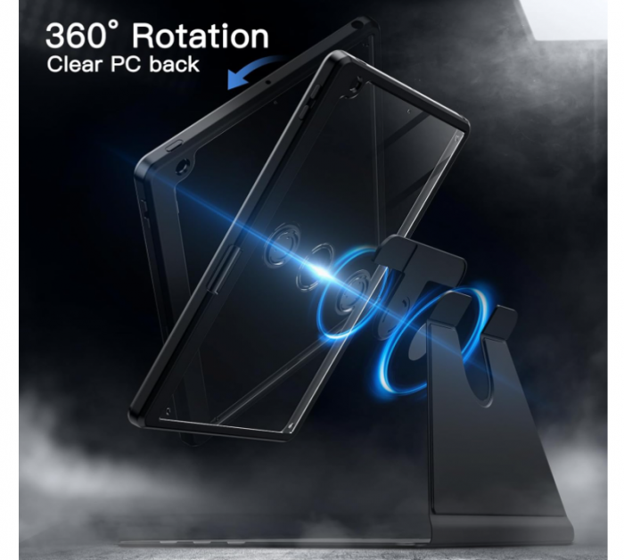 Husă rotativă JETech pentru iPad 9/8/7, 10,2 inchi (25.9 cm), model 2021/2020/2019, generația 9/8/7, negru [4]