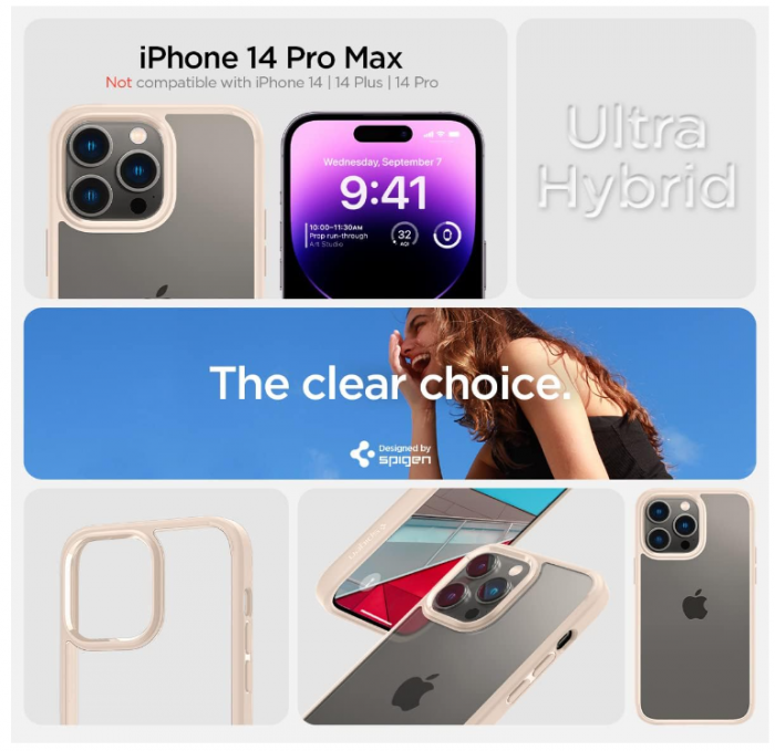 Husă Spigen Ultra Hybrid pentru iPhone 14 Pro Max, Bej [3]