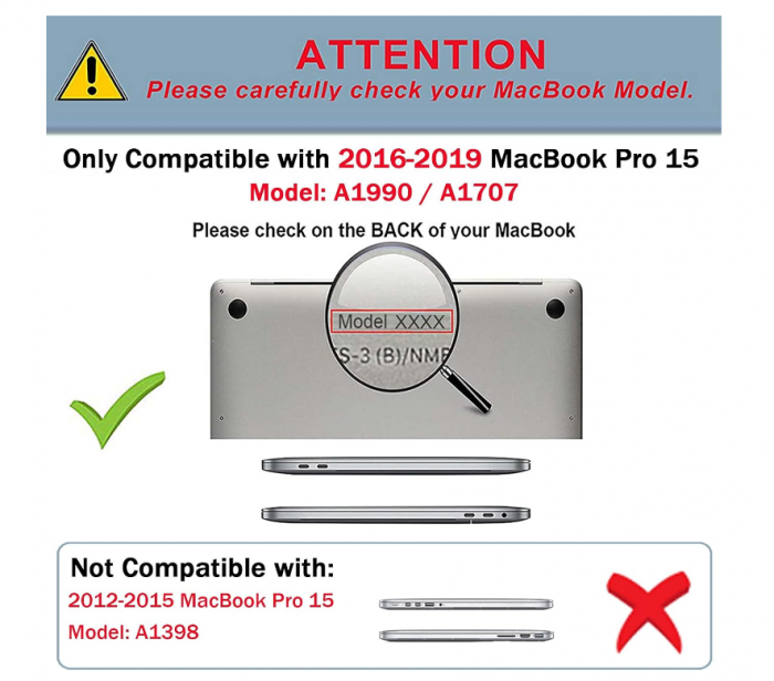 Husă TECOOL pentru MacBook Pro 15 inch 2016-2019 (A1990 A1707), ultra-subțire, transparent [3]