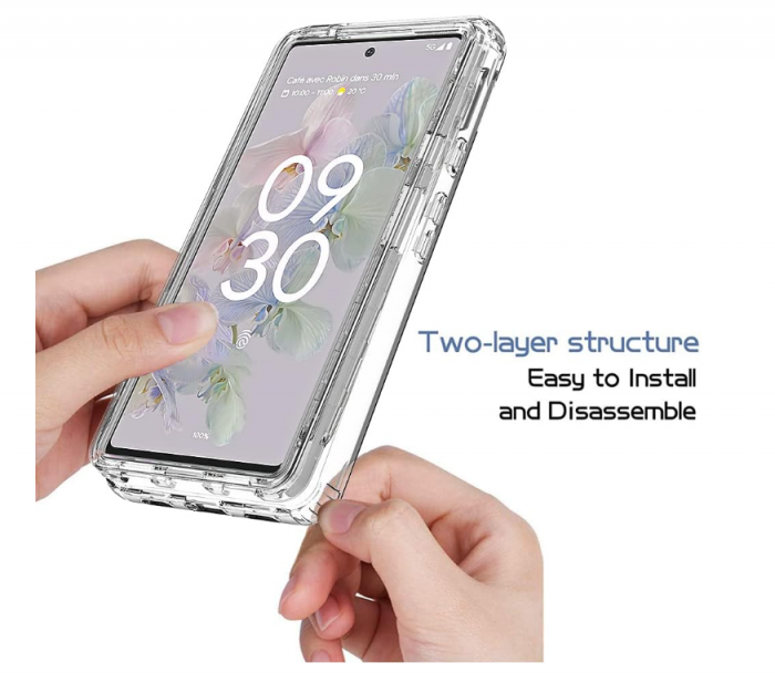 Husă transparentă RonRun pentru Google Pixel 6a cu protector de ecran încorporat, negru [8]