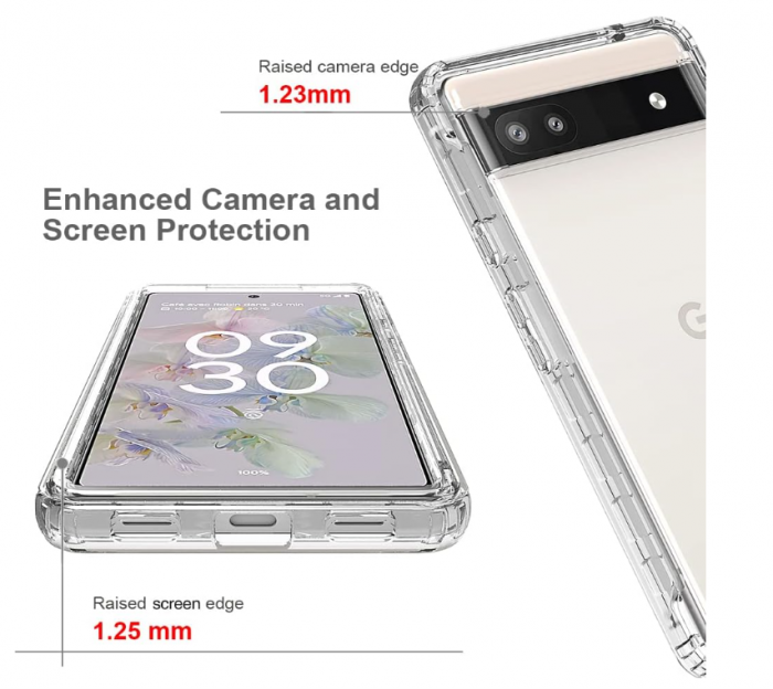 Husă transparentă RonRun pentru Google Pixel 6a cu protector de ecran încorporat, negru [5]