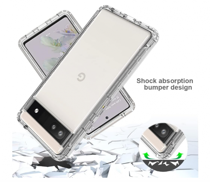 Husă transparentă RonRun pentru Google Pixel 6a cu protector de ecran încorporat, negru [6]