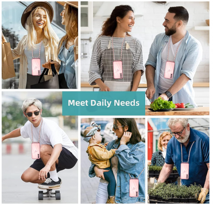 Husă Vauki pentru Samsung Galaxy S21 5G cu snur, roz [7]