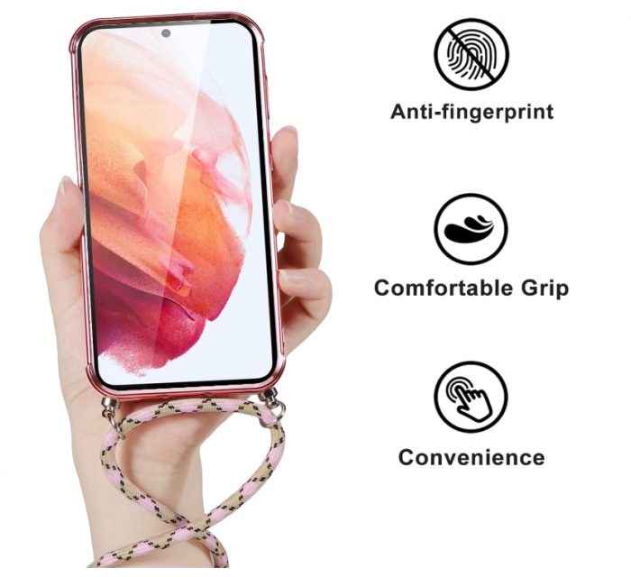 Husă Vauki pentru Samsung Galaxy S21 5G cu snur, roz [4]