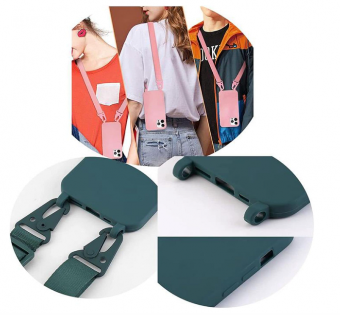 Husă Vrupin cu curea umar pentru Samsung Galaxy S23+ si 2 folii ecran din sticlă securizată, verde deschis [6]