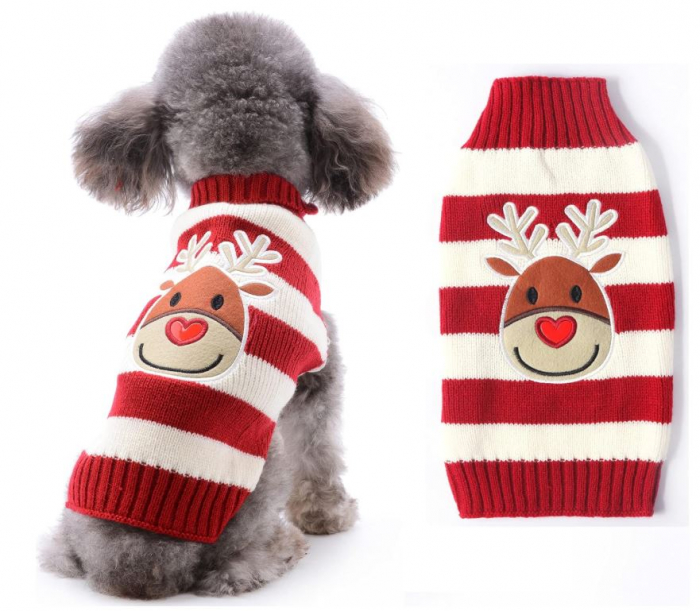 Imbracaminte de iarna pentru caini HRTTSY, model cu ren de Craciun, marime medie [1]