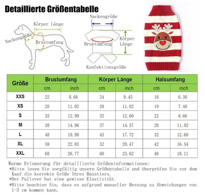 Imbracaminte de iarna pentru caini HRTTSY, model cu ren de Craciun, marime medie [2]
