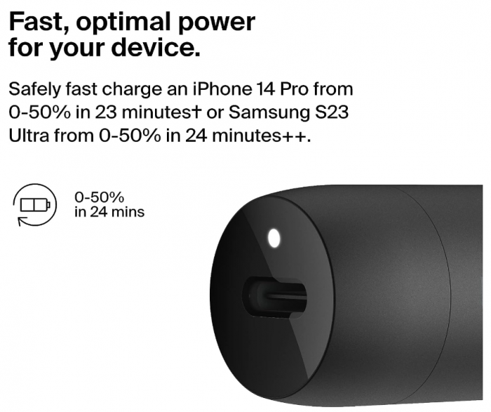 Încărcător auto Belkin 30W, Fast Charger, port USB-C, compatibilitate universală, negru [3]