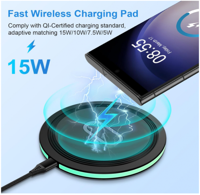 Încărcător fără fir AILKIN pentru telefon, wireless charger, 15 W [4]