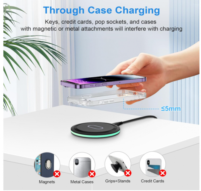 Încărcător fără fir AILKIN pentru telefon, wireless charger, 15 W [6]