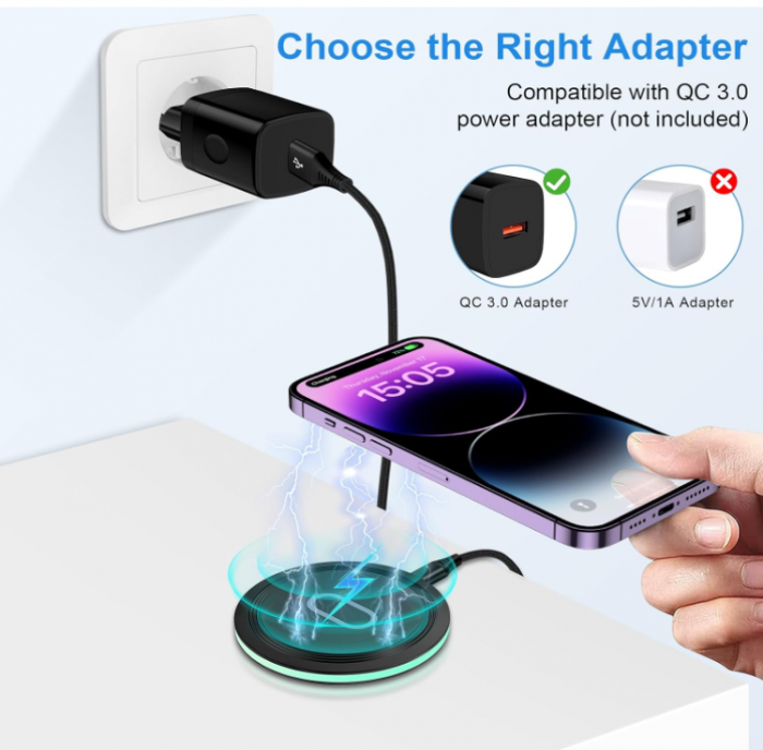 Încărcător fără fir AILKIN pentru telefon, wireless charger, 15 W [5]