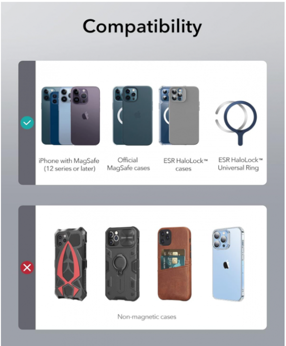 Incarcator fara fir pentru telefon ESR HaloLock compatibil cu MagSafe [9]