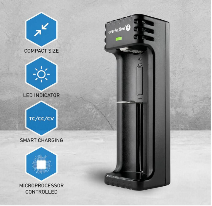 Încărcător pentru baterii everActive LC-100 Micro USB pentru 1 x acumulator, LC-100, negru [5]