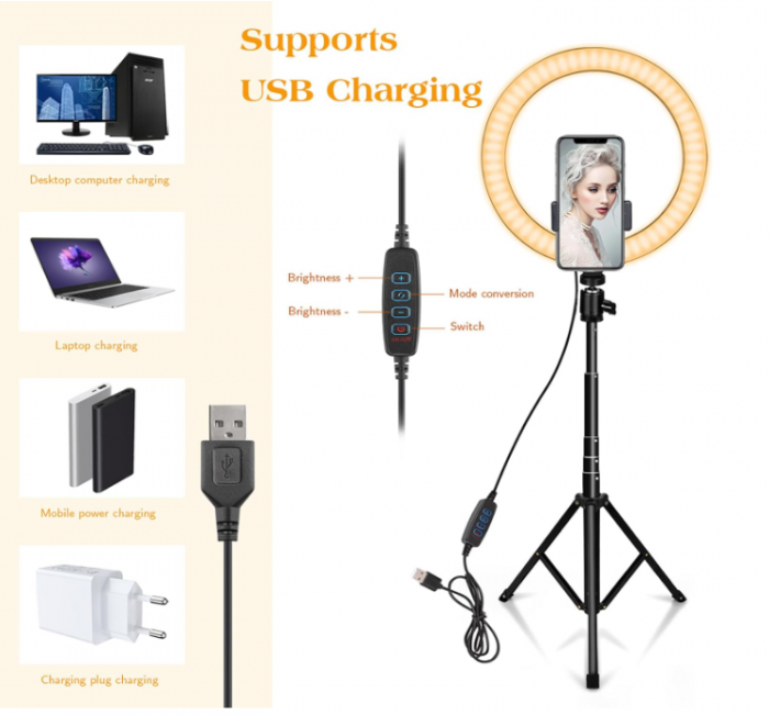 Inel de lumina cu Suport telefon, selfie ring light [7]