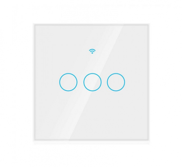 Intrerupator inteligent cu touch Rovo FN3C, Wi-Fi, fara nul, 3 canale, 10A, RF 433MHz [4]