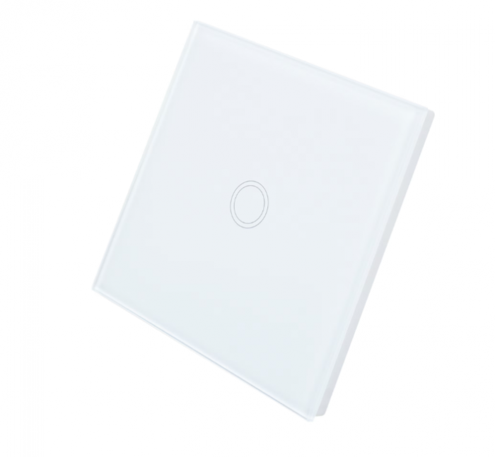 Intrerupator simplu cu touch PNI SH101 din sticla, alb cu LED indicator [5]