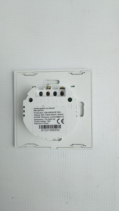 Intrerupator simplu cu touch PNI SH101 din sticla, alb cu LED indicator [3]