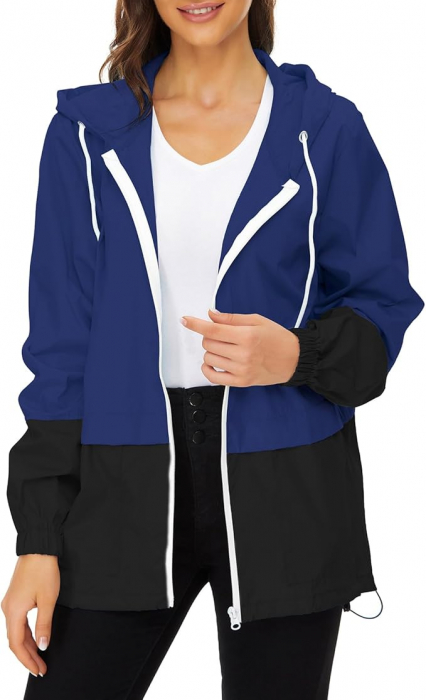 Jachetă de ploaie pentru femei Durio, ușoară, respirabilă, pliabilă, negru/albastru, 3XL [2]