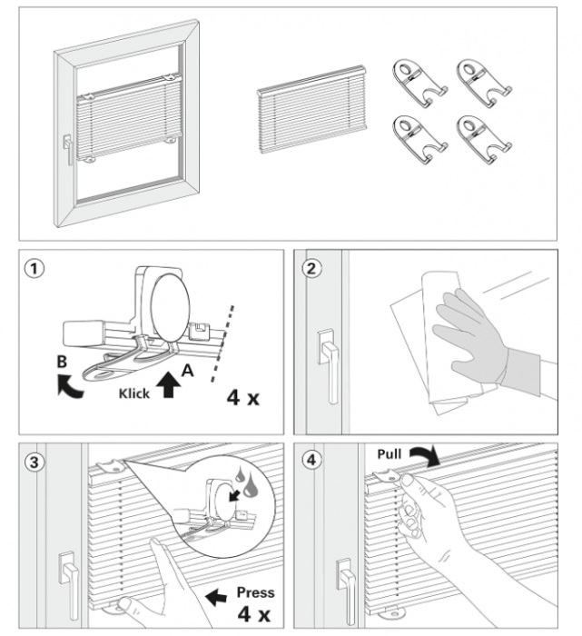 Jaluzele pliante opace Gardinia Plissé Solo cu ventuze, alb, 80 x 130 cm, 32921 [7]