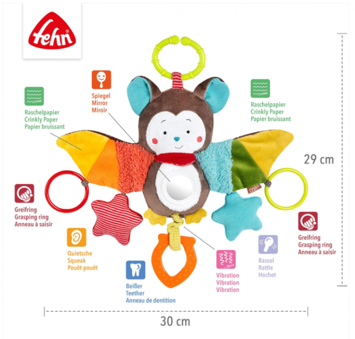 Jucărie interactiva de plus Liliac Fehn 067712, pentru dezvoltarea abilitatilor motorii [4]