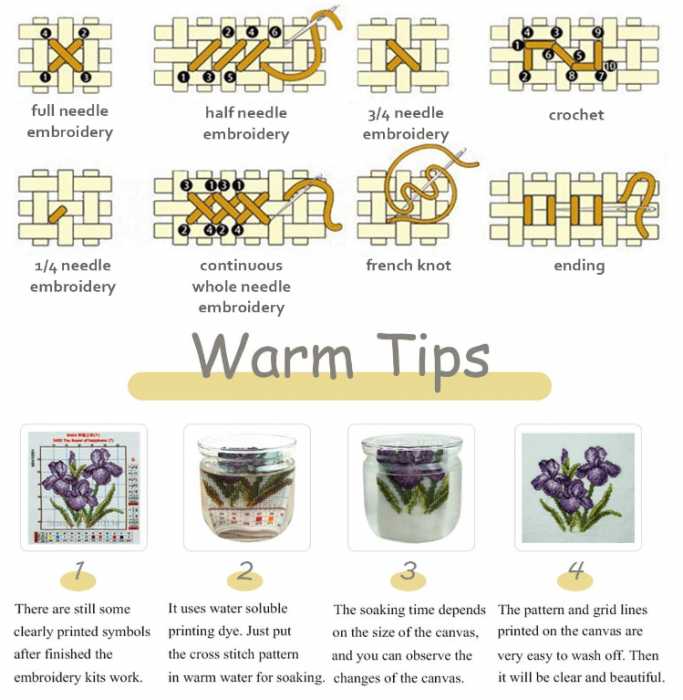 Kit de broderie KAMIERFA, DIY, fir de mătase Ginkgo, 50x50 cm [9]