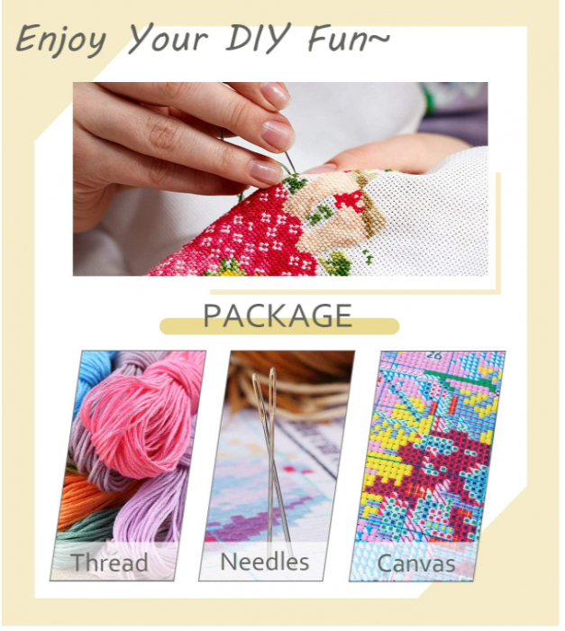 Kit de broderie KAMIERFA, DIY, fir de mătase Ginkgo, 50x50 cm [7]