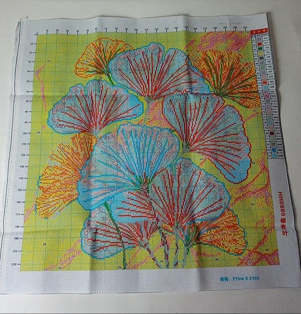 Kit de broderie KAMIERFA, DIY, fir de mătase Ginkgo, 50x50 cm [2]