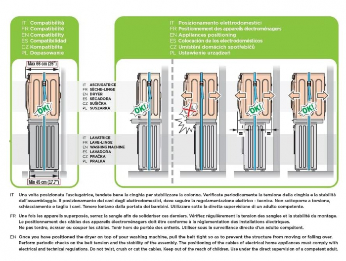 Kit Universal De Suprapunere A Masinii De Spalat Si A Uscatorului De Rufe Meliconi Base Tower Evo L60 [9]