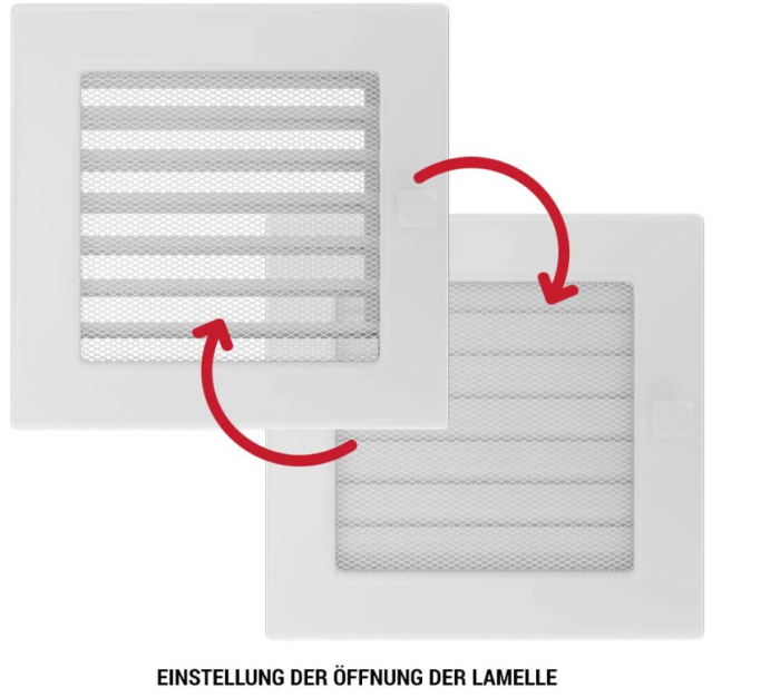 Kratki Grătar de ventilație pentru șemineu, 17 x 30 cm, alb cu obloane [8]