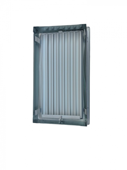 Kratki Grătar de ventilație pentru șemineu, 17 x 30 cm, alb cu obloane [3]