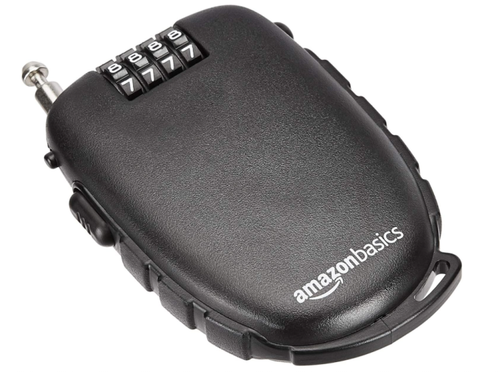 Lacăt cu cablu retractabil Amazon Basics, 4 cifre, negru [7]