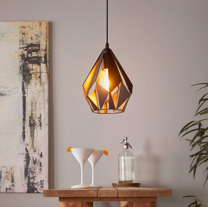 Lampă cu 1 flacără, suspendare retro din oțel, negru si cupru [2]