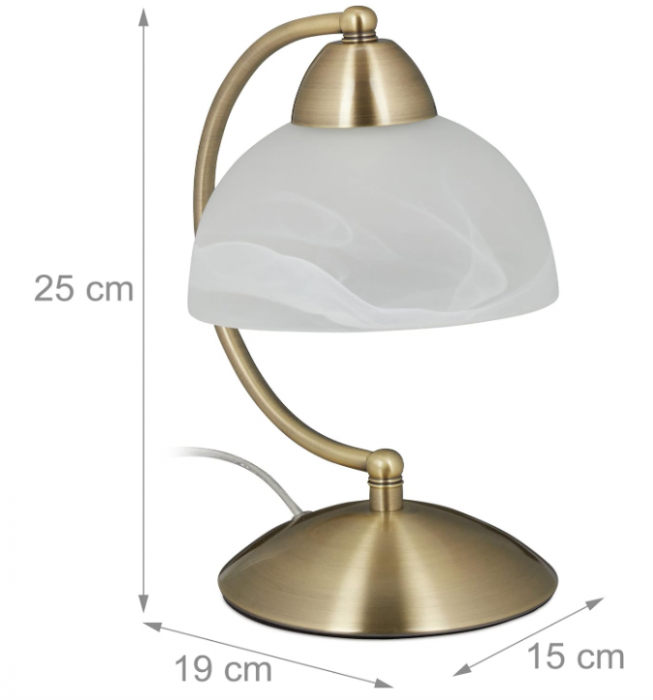 Lampă de masă Relaxdays Touch, design retro, bază E14, 25 x 15 x 19 cm, auriu [5]