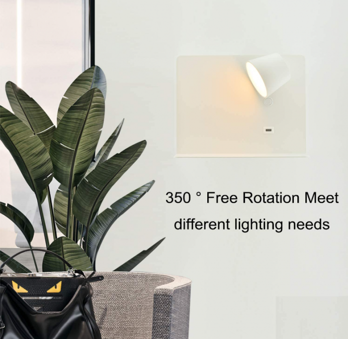 Aplica LED BarcelonaLED, alba, încărcare USB, 6W, alb cald 2700K [7]