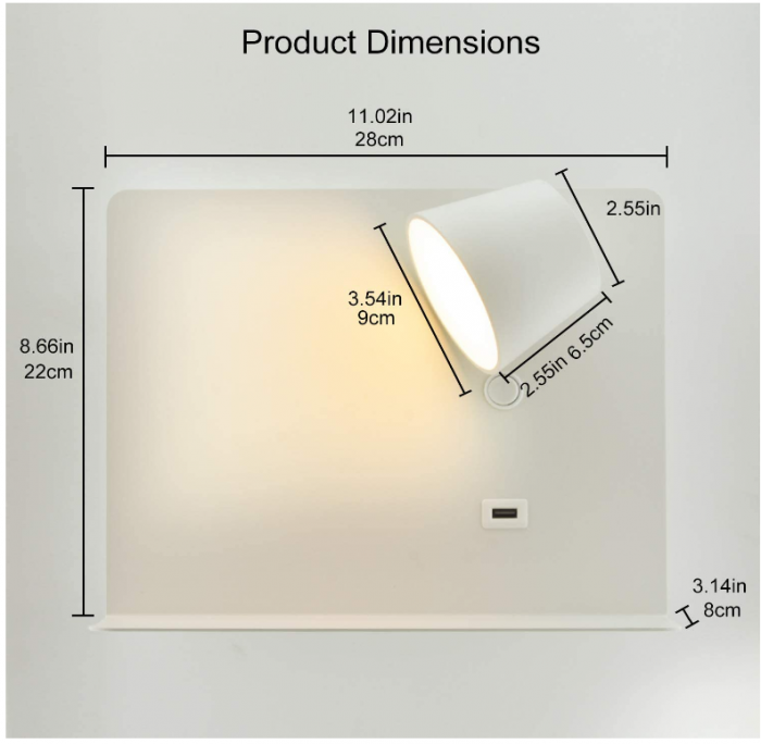 Aplica LED BarcelonaLED, alba, încărcare USB, 6W, alb cald 2700K [4]