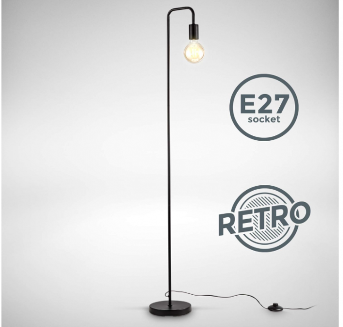 Lampă de podea B.K.Licht curbată retro, Înălțime 140 cm, E27, negru [5]