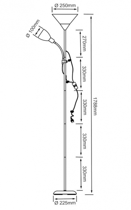 Lampa de podea Brilliant Spari, cu brat de citire, 60W, E27, negru/alb [3]