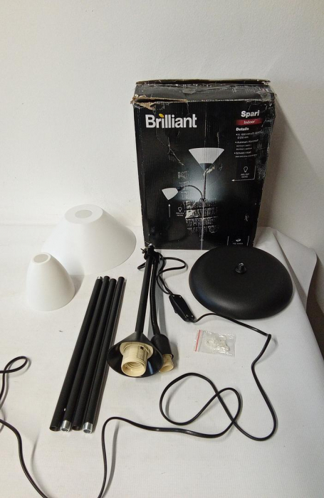 Lampa de podea Brilliant Spari, cu brat de citire, 60W, E27, negru/alb [2]