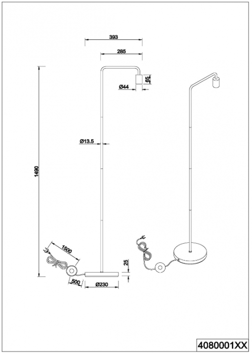 Lampă de podea Trio Leuchten Diallo, Metal, Alb [2]