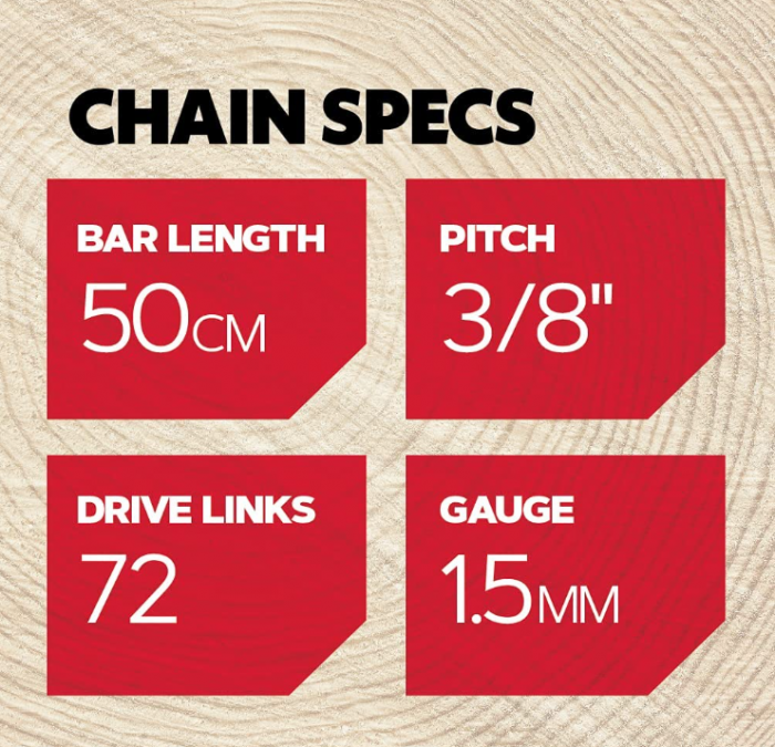Lanț pentru ferăstrău Oregon, pas de 9.5mm, ecartament de 1.5 mm, 72 verigi de antrenare lanț pentru ferăstrău [4]