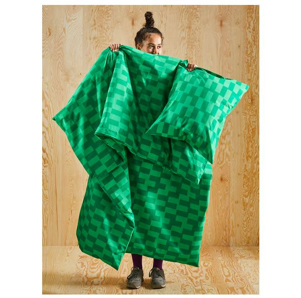Lenjerie de pat pentru copii BLASKATA, husa pilota 150x200 + fata perna 50x80, verde [6]
