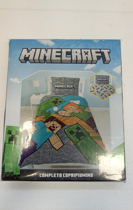 Lenjerie de pat pentru copii, husa pilota 155x200 + fata perna 50x80, model Minecraft [2]