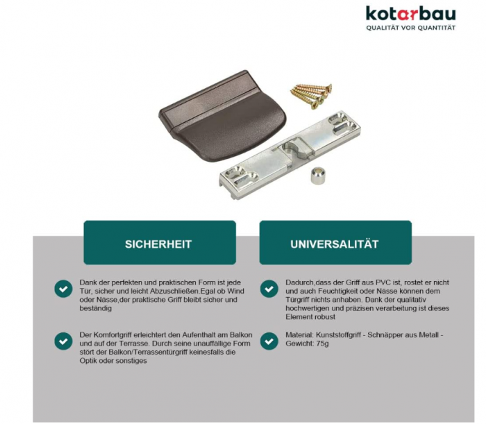 Maner usa balcon plastic KOTARBAU 5907465905091, maro inchis [2]