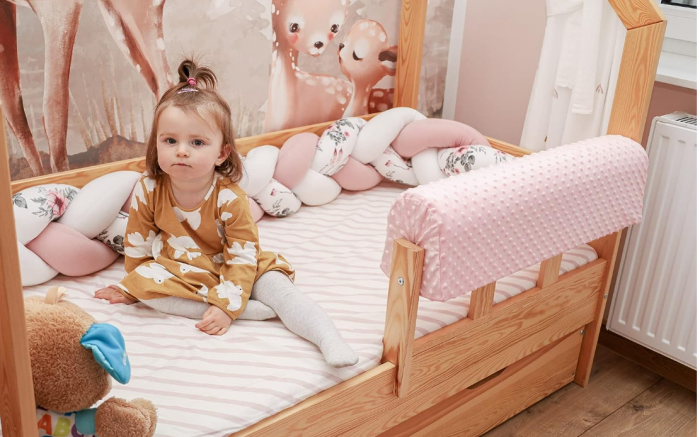 Margine de siguranta pentru pat Totsy Baby, pentru Copii, 90 cm, roz [5]