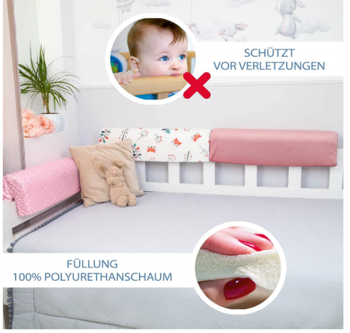 Margine de siguranta pentru pat Totsy Baby, pentru Copii, 90 cm, roz [4]