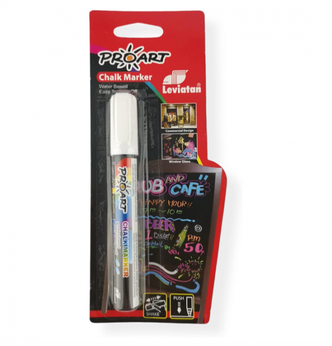 Marker cu cretă LEVIATAN, vârf 2-3 mm, alb [2]