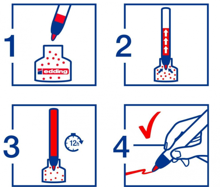 Marker permanent Edding No. 1, corp aluminiu, varf retezat, 1-5 mm, negru [4]