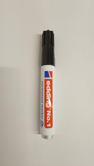 Marker permanent Edding No. 1, corp aluminiu, varf retezat, 1-5 mm, negru [2]